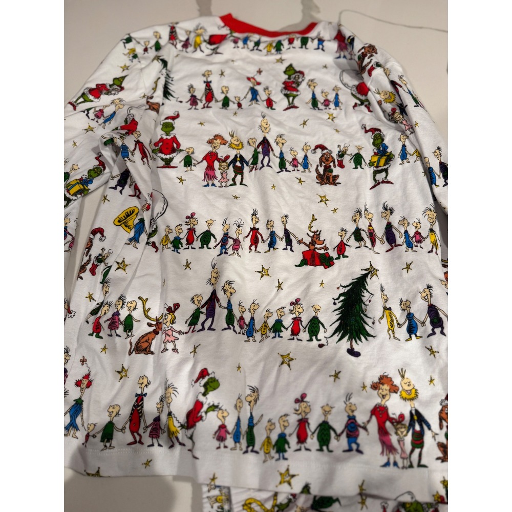 Pottery Barn Kids Dr Seuss The Grinch Christmas Pajamas Adult Large 2pc - Picture 5 of 7
